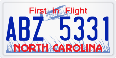 NC license plate ABZ5331