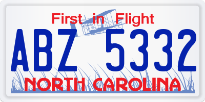 NC license plate ABZ5332