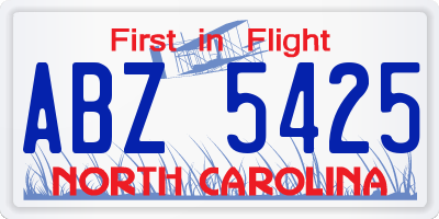 NC license plate ABZ5425