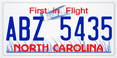 NC license plate ABZ5435