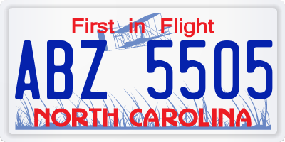NC license plate ABZ5505