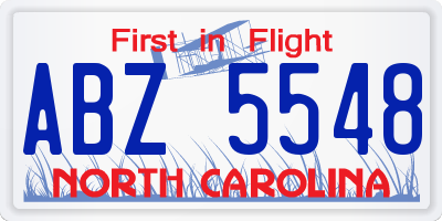 NC license plate ABZ5548