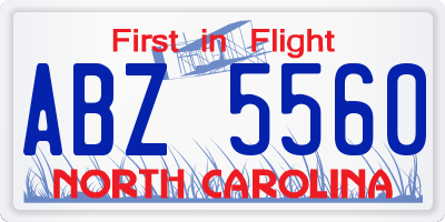 NC license plate ABZ5560
