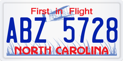 NC license plate ABZ5728