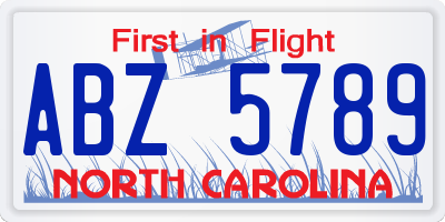 NC license plate ABZ5789