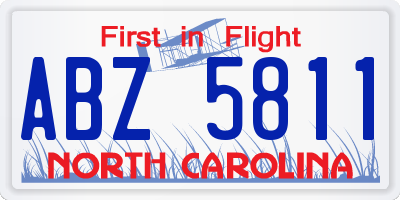 NC license plate ABZ5811