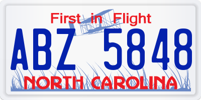 NC license plate ABZ5848