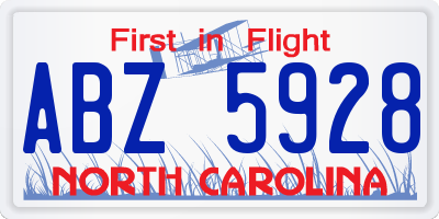 NC license plate ABZ5928