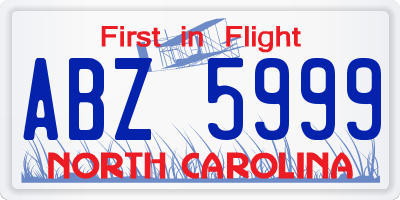 NC license plate ABZ5999
