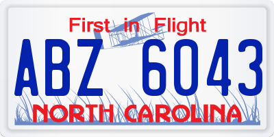 NC license plate ABZ6043