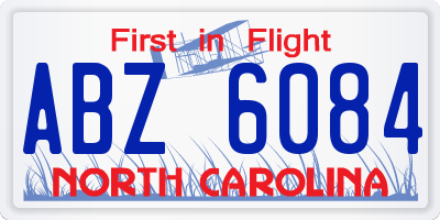 NC license plate ABZ6084