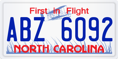 NC license plate ABZ6092