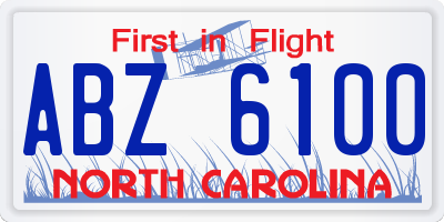 NC license plate ABZ6100