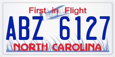 NC license plate ABZ6127