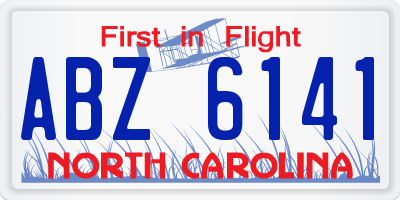 NC license plate ABZ6141