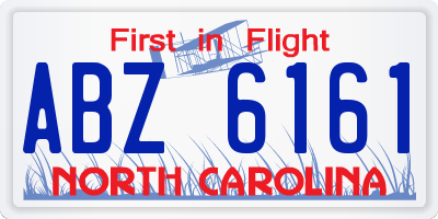 NC license plate ABZ6161