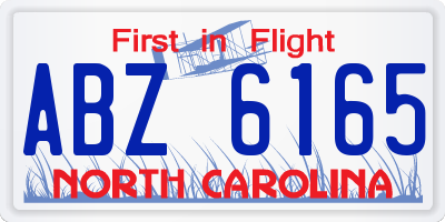 NC license plate ABZ6165