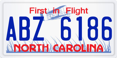 NC license plate ABZ6186