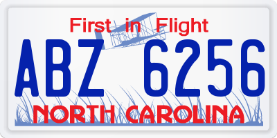 NC license plate ABZ6256