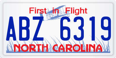 NC license plate ABZ6319