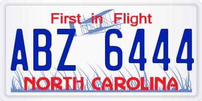 NC license plate ABZ6444
