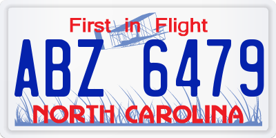 NC license plate ABZ6479