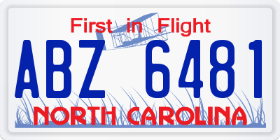 NC license plate ABZ6481