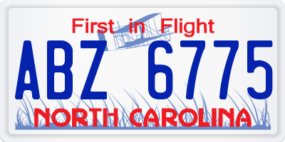 NC license plate ABZ6775