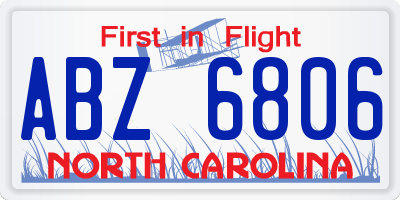 NC license plate ABZ6806