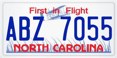 NC license plate ABZ7055