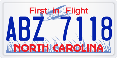 NC license plate ABZ7118