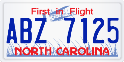 NC license plate ABZ7125