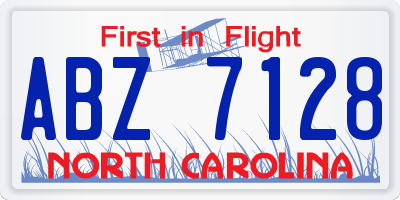 NC license plate ABZ7128