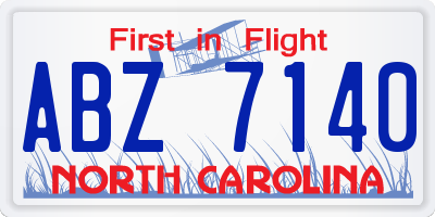 NC license plate ABZ7140
