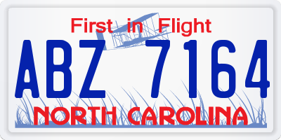 NC license plate ABZ7164