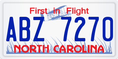 NC license plate ABZ7270
