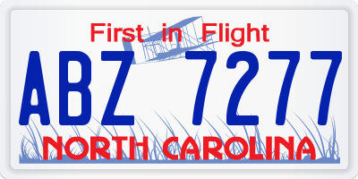 NC license plate ABZ7277