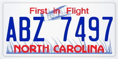 NC license plate ABZ7497
