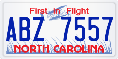 NC license plate ABZ7557