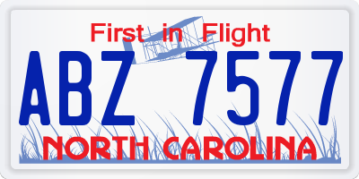 NC license plate ABZ7577
