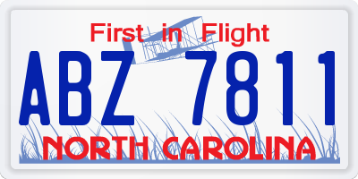 NC license plate ABZ7811