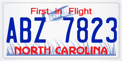 NC license plate ABZ7823