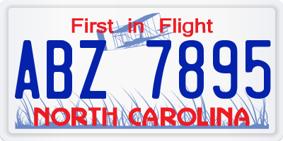 NC license plate ABZ7895