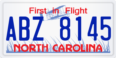 NC license plate ABZ8145