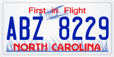 NC license plate ABZ8229
