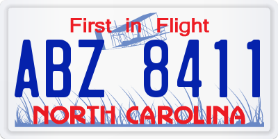 NC license plate ABZ8411