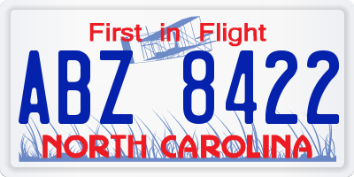 NC license plate ABZ8422