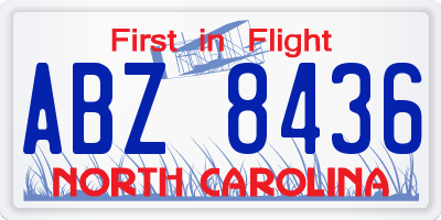 NC license plate ABZ8436