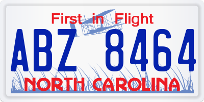 NC license plate ABZ8464