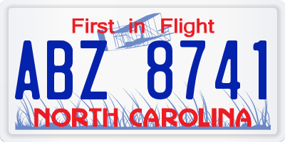 NC license plate ABZ8741